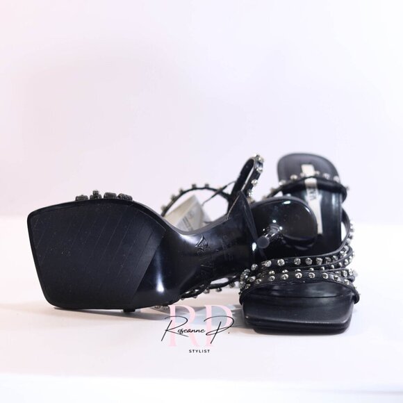 Zara black crystal rhinestone studded embellished sandal high heel Sz 37 NWT - Picture 7 of 7